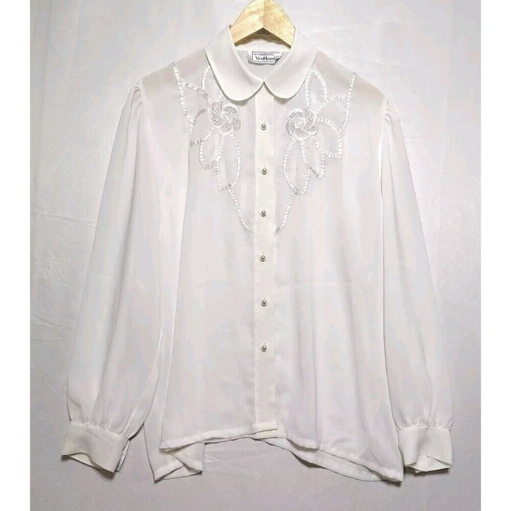 Charlotte Van Horne Womens Button Up See Through Top Size 18 Polyester